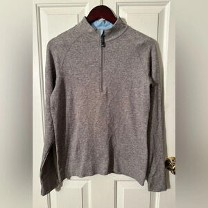 EUC SOUTHERN TIDE Ladies Large Gray 1/4 Zip Stretchy Pullover Thumbholes CLEAN